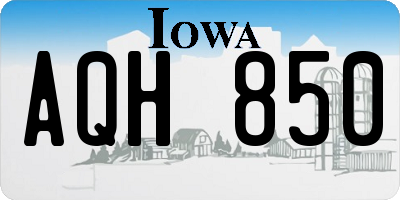 IA license plate AQH850