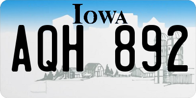 IA license plate AQH892