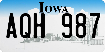 IA license plate AQH987