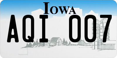 IA license plate AQI007