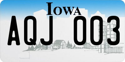 IA license plate AQJ003