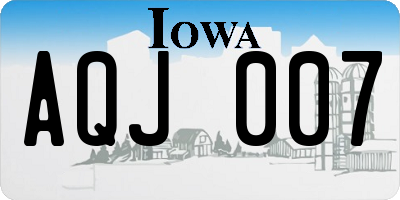 IA license plate AQJ007