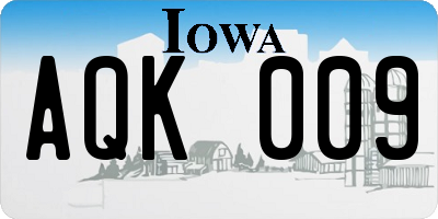 IA license plate AQK009