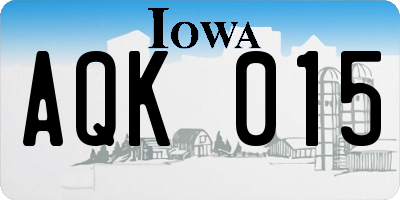 IA license plate AQK015