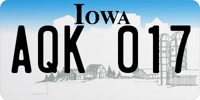 IA license plate AQK017