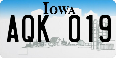 IA license plate AQK019