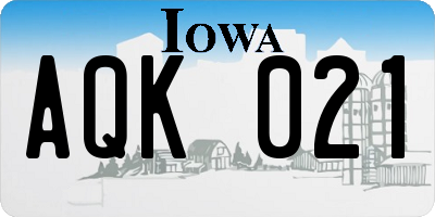 IA license plate AQK021