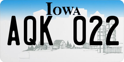 IA license plate AQK022
