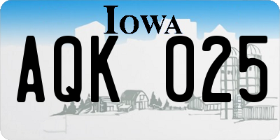 IA license plate AQK025