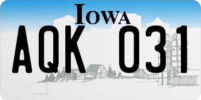 IA license plate AQK031