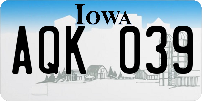 IA license plate AQK039