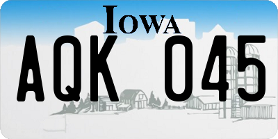 IA license plate AQK045