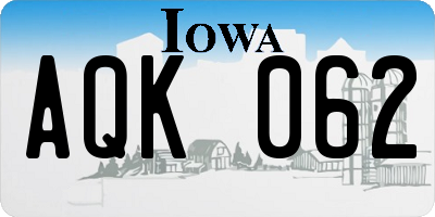 IA license plate AQK062