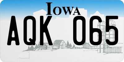 IA license plate AQK065