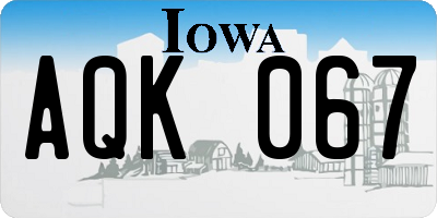 IA license plate AQK067