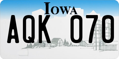 IA license plate AQK070