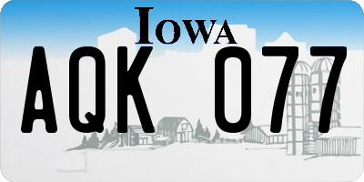IA license plate AQK077