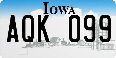 IA license plate AQK099