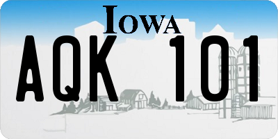 IA license plate AQK101