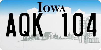 IA license plate AQK104