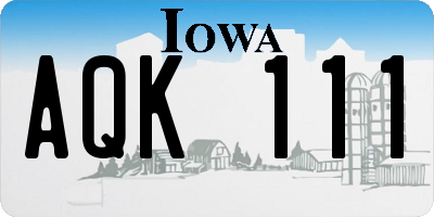 IA license plate AQK111