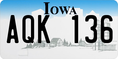IA license plate AQK136