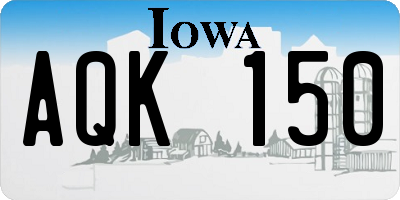 IA license plate AQK150