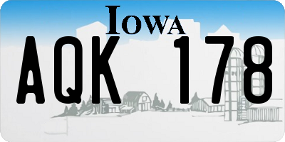 IA license plate AQK178