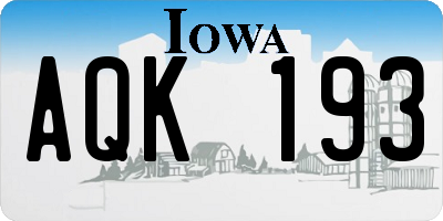 IA license plate AQK193