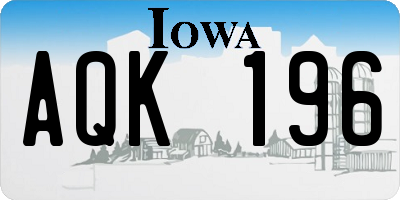 IA license plate AQK196