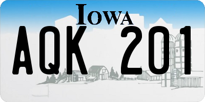 IA license plate AQK201