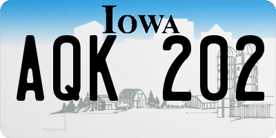 IA license plate AQK202