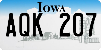 IA license plate AQK207