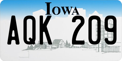 IA license plate AQK209