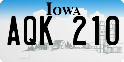 IA license plate AQK210
