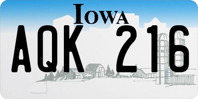 IA license plate AQK216