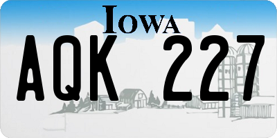 IA license plate AQK227