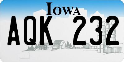 IA license plate AQK232