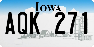 IA license plate AQK271