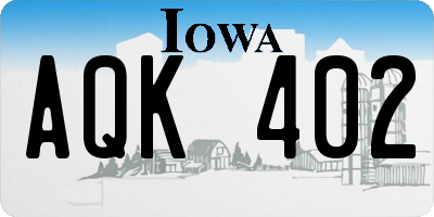 IA license plate AQK402