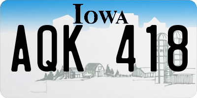 IA license plate AQK418