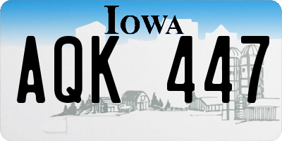 IA license plate AQK447