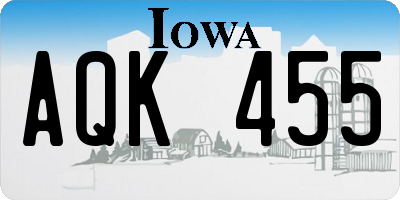 IA license plate AQK455