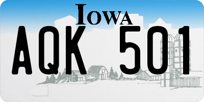 IA license plate AQK501