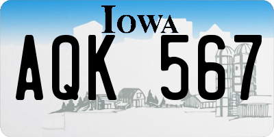 IA license plate AQK567