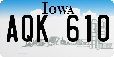 IA license plate AQK610