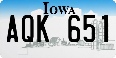 IA license plate AQK651