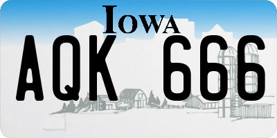 IA license plate AQK666