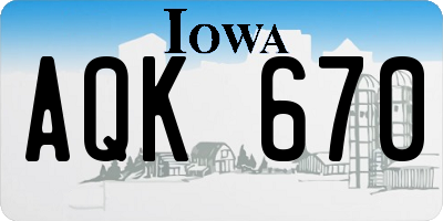IA license plate AQK670