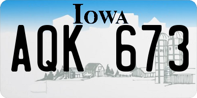 IA license plate AQK673